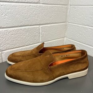 Santoni Tan Suede Men's Slip-On Loafers